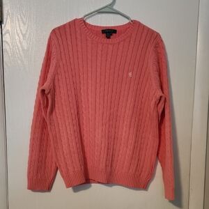 Ralph Lauren Coral Cable Knit Crewneck Sweater